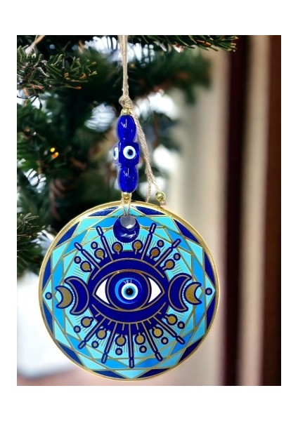 Tek Gözlü Piramit Desenli Nazar Boncuklu Duvar Süsü Cam Duvar Dekoru fırsatları