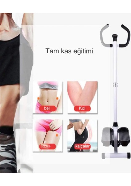 Pb-35 Dikey Model Stepper Egzersiz Aleti Bantlı Adım Bandı Step Hava Tırmanıcısı Direnç Bandı ve LCD Ekranlı Adım Spor Egzersiz Makinesi