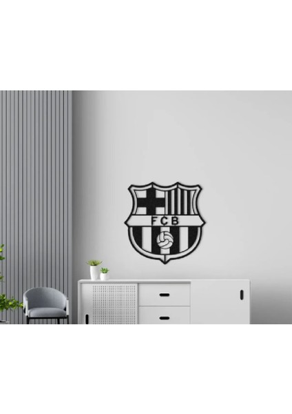Barcelona Logolu Ahşap Duvar Dekor Tablo 50X 50 cm
