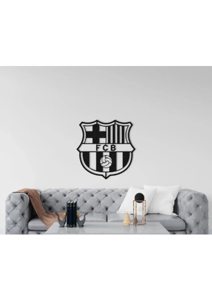 Barcelona Logolu Ahşap Duvar Dekor Tablo 50X 50 cm