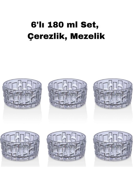 6'lı 180 ml Polikarbon, Lüks, Kırılmaz Çerezlik, Mezelik