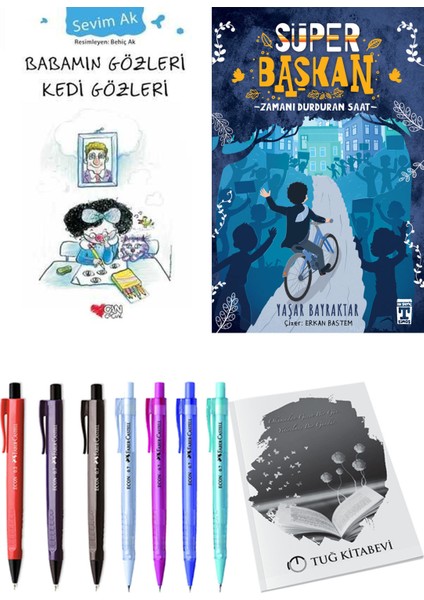 Süper Başkan Zamanı Durduran Saat ve Babamın Gözleri Kedi Gözleri 2'li Set + Hediyeli