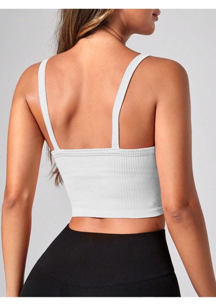 2 Li Paket U Yaka Siyah Beyaz Renk Desensiz Fitilli Kolsuz Askılı Likralı Fit Crop Top Bluz fırsatları