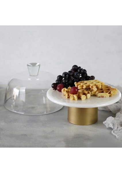 Agbtrend Mermer 25 Cm Metal Ayaklı Beyaz Cam Fanus fiyatları
