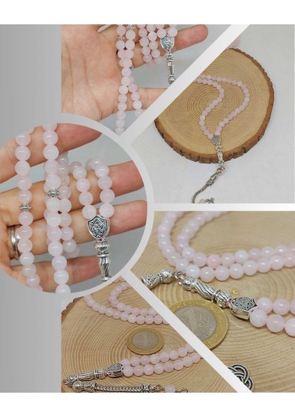 Pembe Kuvars Taşı 99LUK Tesbih 6mm (1254)