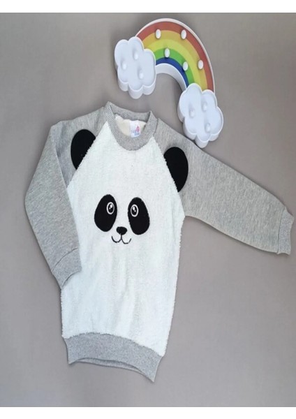 Panda Işlemeli 3 Iplik Şardonlu Erkek Bebek Çocuk Takım