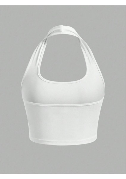 U Yaka Boyundan Askılı Beyaz Renk Omzu Sırtı Açık Kolsuz Likralı Fit Crop Top Bluz fiyatları