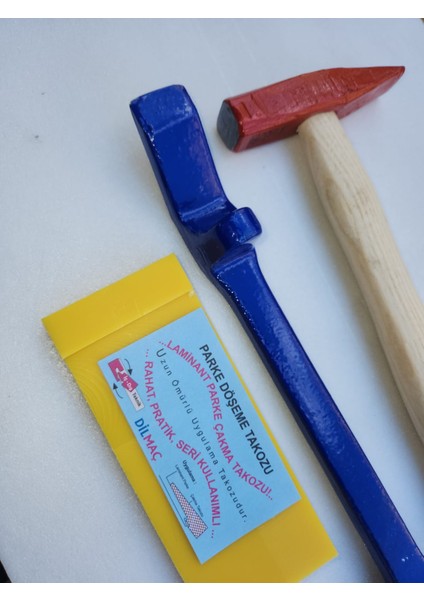 Laminant Parke Usta Seti Kestamid Döşeme Takozu 2,5 cm x 17 cm - Çekiç 500 Gr ve Çektirme Demiri 3 x 32 cm