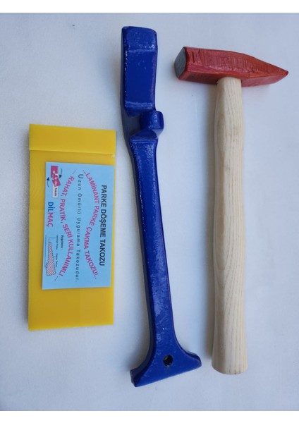 Laminant Parke Usta Seti Kestamid Döşeme Takozu 2,5 cm x 17 cm - Çekiç 500 Gr ve Çektirme Demiri 3 x 32 cm