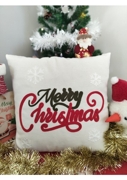 Yılbaşına Özel Tasarlanmış Punch Işlemeli Kırlentler, Rengarenk, Merry Christmas, Zarif ve Şık Yılbaşı Dekoru (43 x 43 cm ), Konforlu ve Dayanıklı Kumaş, Ev ve Ofis Için Ideal Hediye