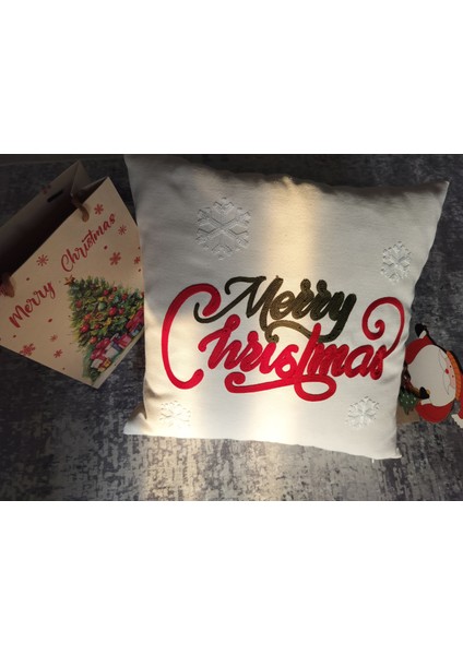 Yılbaşına Özel Tasarlanmış Punch Işlemeli Kırlentler, Rengarenk, Merry Christmas, Zarif ve Şık Yılbaşı Dekoru (43 x 43 cm ), Konforlu ve Dayanıklı Kumaş, Ev ve Ofis Için Ideal Hediye modelleri