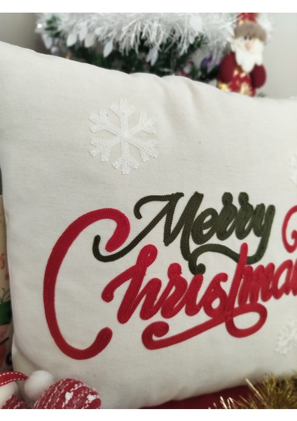 Yılbaşına Özel Tasarlanmış Punch Işlemeli Kırlentler, Rengarenk, Merry Christmas, Zarif ve Şık Yılbaşı Dekoru (43 x 43 cm ), Konforlu ve Dayanıklı Kumaş, Ev ve Ofis Için Ideal Hediye fırsatları