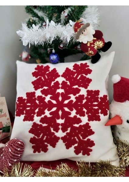 Yılbaşına Özel Tasarlanmış Punch Işlemeli Kırlentler, Rengarenk, Merry Christmas, Zarif ve Şık Yılbaşı Dekoru (43 x 43 cm ), Konforlu ve Dayanıklı Kumaş, Ev ve Ofis Için Ideal Hediye