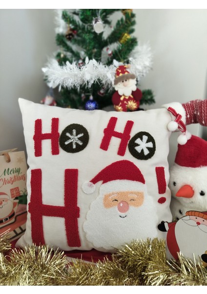 Yılbaşına Özel Tasarlanmış Punch Işlemeli Kırlentler, Rengarenk, Merry Christmas, Zarif ve Şık Yılbaşı Dekoru (43 x 43 cm ), Konforlu ve Dayanıklı Kumaş, Ev ve Ofis Için Ideal Hediye