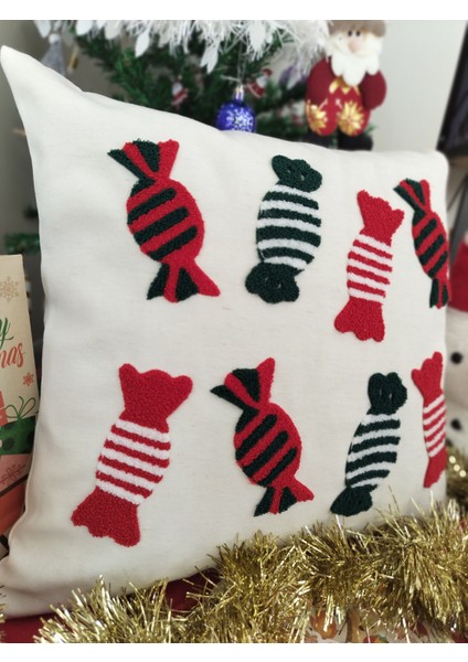 Yılbaşına Özel Tasarlanmış Punch Işlemeli Kırlentler, Rengarenk, Merry Christmas, Zarif ve Şık Yılbaşı Dekoru (43 x 43 cm ), Konforlu ve Dayanıklı Kumaş, Ev ve Ofis Için Ideal Hediye fiyatları