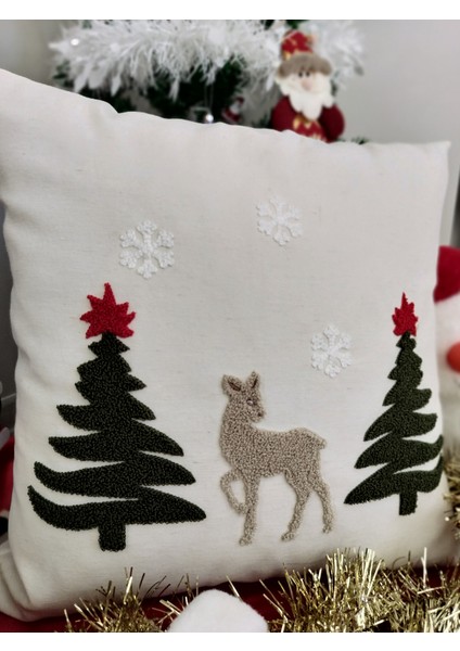 Yılbaşına Özel Geyikli-Agacli Punch Kırlent Kılıfı indirimleri