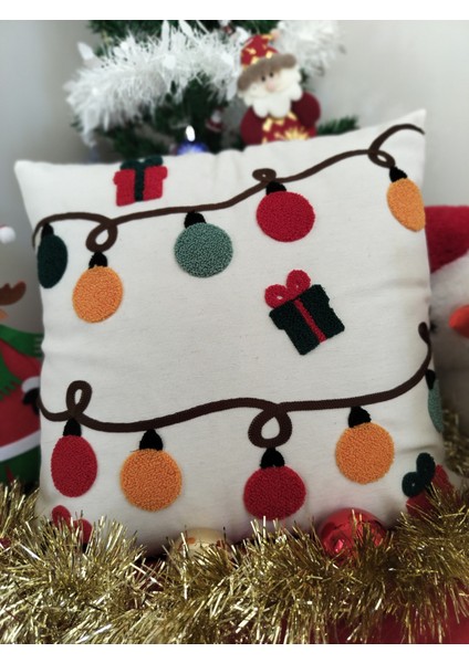 Yılbaşına Özel Tasarlanmış Punch Işlemeli Kırlentler, Rengarenk, Merry Christmas, Zarif ve Şık Yılbaşı Dekoru (43 x 43 cm ), Konforlu ve Dayanıklı Kumaş, Ev ve Ofis Için Ideal Hediye modelleri