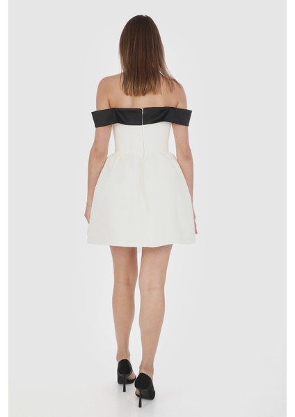 Fiyonk Aksesuarlı Saten Garnili Mini Elbise modelleri