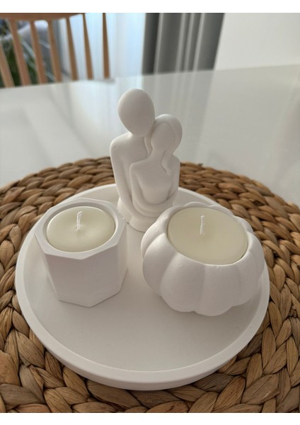 Dekoratif Sarılan Sevgili Kokulu Mum Seti Mum Kasesi ve Sunumluk fiyatları
