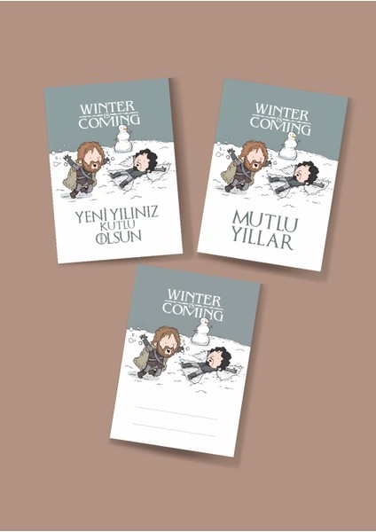Game Of Thrones 3'lü Yeni Yıl Kartı Yılbaşı Kartı Tabrik Kartı Karikatür Kart