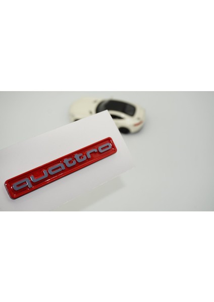 Quattro Gri Kırmızı Abs Bagaj Logo Amblem Audi Ile Uyumlu