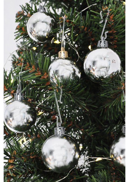 Yılbaşı Ağaç Süsü 4 cm Gümüş Top 6lı