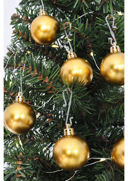 Yılbaşı Ağaç Süsü 4 cm Altın Top 6lı