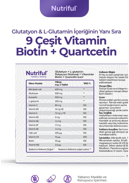 Glutawell Glutatyon Ve L-Glutamin Içeren 30 Tablet