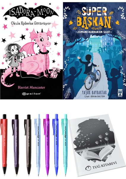 Süper Başkan Zamanı Durduran Saat ve Isadora Moon 6 Okula Ejderha Götürüyor 2'li Set - Kalem