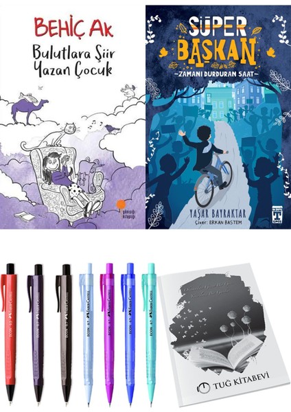 Süper Başkan Zamanı Durduran Saat ve Bulutlara Şiir Yazan Çocuk 2'li Set - Kalem