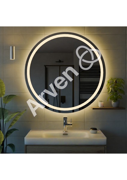 LED Işıklı Yuvarlak Banyo Aynası Makyaj Aynası Dekoratif Ayna