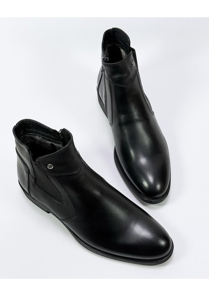 Içi Dışı Hakiki Deri Klasik Kauçuk Taban Bot Siyah modelleri