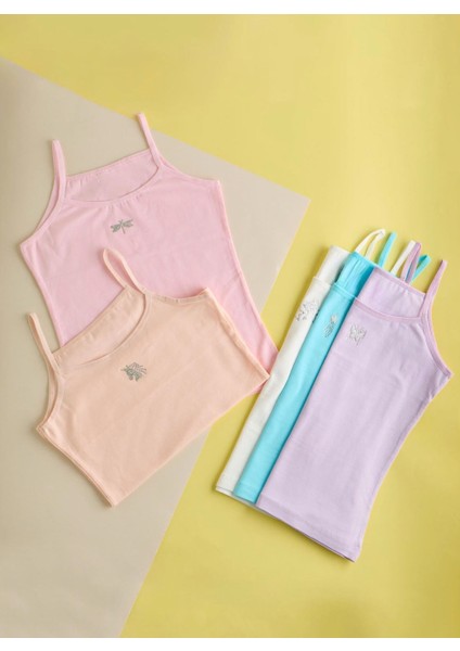5 Li Paket Unicorn Taş Baskılı Ince Askılı Atlet Çok Renkli