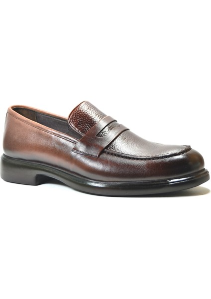 27903 Hakiki Deri Siyah & Kahverengi Anatomik Loafer Klasik Erkek Ayakkabı
