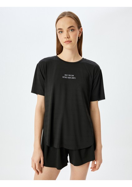 Slogan Baskılı Bisiklet Yaka Spor T-Shirt modelleri