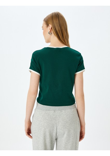Slogan Baskılı Bisiklet Yaka Kısa Kollu Biyeli Slim Fit T-Shirt fırsatları