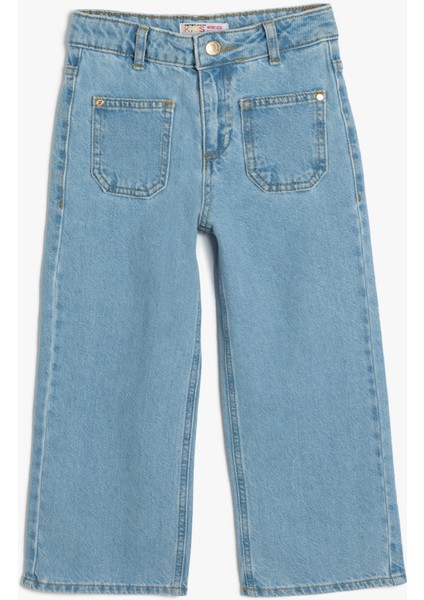 Kot Pantolon Geniş Paça Cepli Pamuklu - Wide Leg Jean