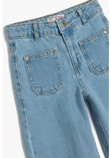 Kot Pantolon Geniş Paça Cepli Pamuklu - Wide Leg Jean