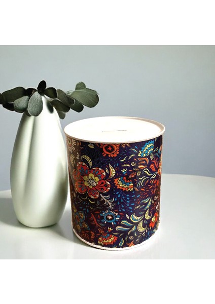 Çok Renkli Çiçek Desenli Silindir Kumbara modelleri