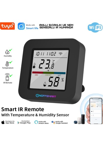 Tuya Destekli Wifi Akıllı Isı Ve Nem Sensörlü Ir Kumanda