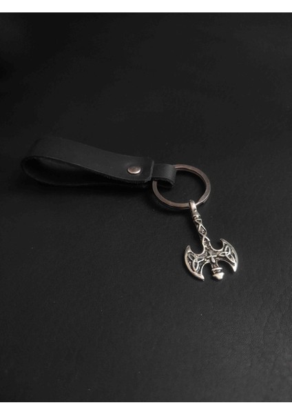 Viking Hançer Figürlü Hakiki Deri Anahtarlık