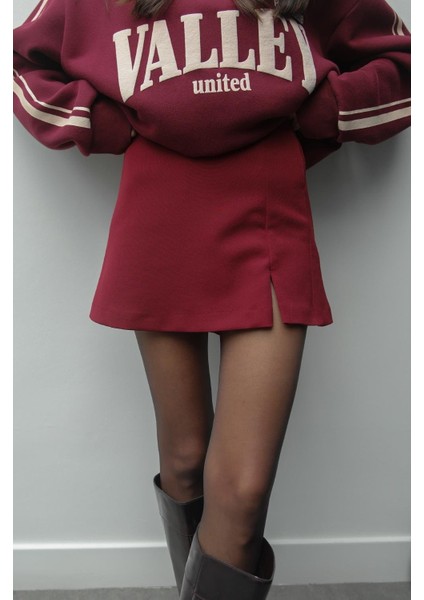 Bordo Mini Şort Etek modelleri