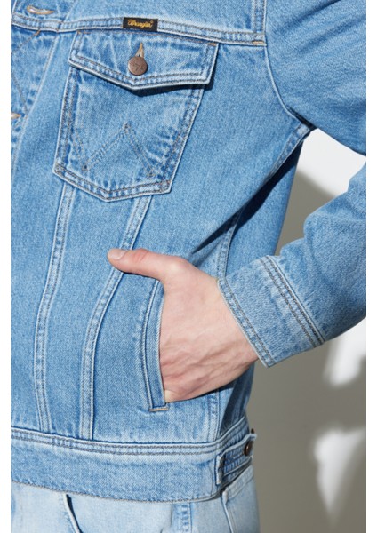 Trucker Regular Fit Normal Kesim %100 Pamuk Açık Mavi Jean Kot Ceket