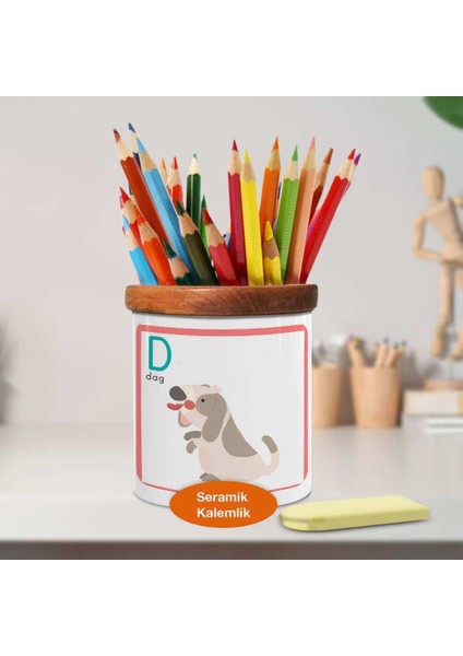 Dog Köpek Yazılı Ahşap Seramik Kalemlik - 53876-25740