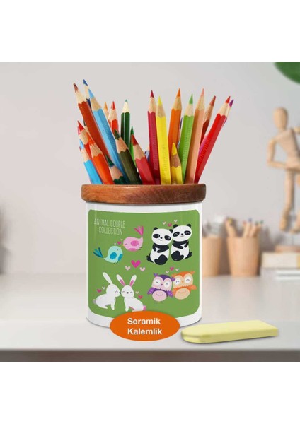 Best Couple Sevimli Hayvanlar Ahşap Seramik Kalemlik -2147756754 fiyatları