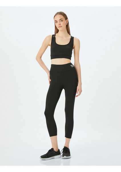 Slim Fit Slogan Baskılı Spor Tayt