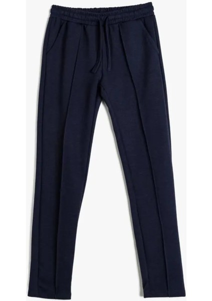 Lastikli Bel Düz Paça Lacivert Kadın Pantolon 5WKG40148AK