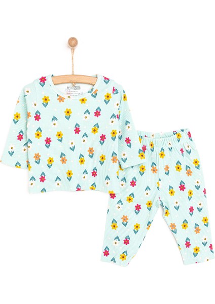 Kaşkorse Çiçek Desenli Uzun Kol Pijama Takımı