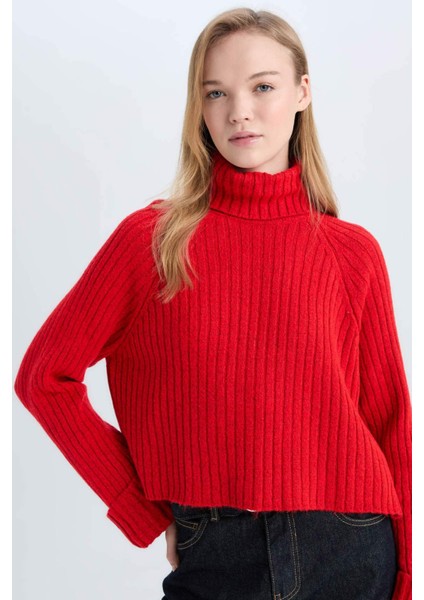 Oversize Geniş Kalıp Balıkçı Yaka Triko Kazak L0986AZ24CW