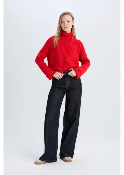 Oversize Geniş Kalıp Balıkçı Yaka Triko Kazak L0986AZ24CW
